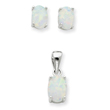 Sterling Silver Opal Pendant & Earrings Set