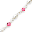 Sterling Silver Pink Crystal & Bead Bracelet