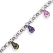 Sterling Silver Polished Dangling Multi-Colored CZ Bracelet