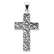 Sterling Silver Antiqued Scroll Cross Pendant