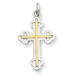 Sterling Silver 18K Gold Plated Cross Charm
