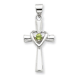 Sterling Silver Peridot Heart Cross Pendant