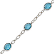 Sterling Silver Aqua Blue CZ Textured Link Bracelet