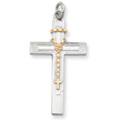 Sterling Silver 18K Gold Plated Rosary Cross Pendant