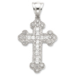 Sterling Silver Cubic Zirconia Budded Cross Pendant
