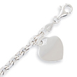 Sterling Silver 1.5mm Heart Charm Bracelet