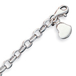 Sterling Silver Small Oval Rolo With Solid Heart Bracelet