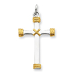 Sterling Silver 18K Gold Plated Rope Cross Pendant
