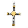 Sterling Silver Antiqued 18K Gold Plated Cross Pendant