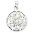 Sterling Silver Circle With Stars Pendant