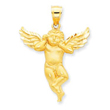 14K Gold Satin Angel Not Listening Pendant