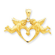 14K Gold Satin Angels Heart Pendant
