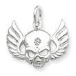 Sterling Silver Cubic Zirconia Skull with Wings Charm