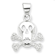 Sterling Silver Cubic Zirconia Skull & Crossbones Pendan