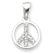 Sterling Silver Cubic Zirconia Peace Sign Pendant