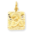 14K Gold Satin & Diamond -Cut Angel Charm