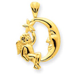 14K Gold Angel, Moon & Star Pendant