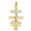 14K Two-Tone Gold Cara Vaca Crucifix Pendant