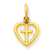 14K Gold Cross In Heart Charm