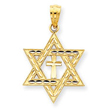 14K Gold Diamond-Cut Star of David With Cross Pendant