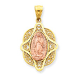 14K Two-Tone Gold Rose Virgin Mary Pendant