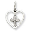14K White Gold Cross in Heart Charm