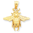 14K Gold Solid Open-Backed Bee Pendant