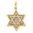 14K Two-Tone Gold Solid Open-Back Meshed Star of David Charm