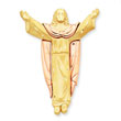 14K Two-Tone Gold Satin Risen Christ Slide