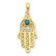 14K Gold Turquoise Filigree Chamseh Pendant