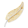 14k Two-Tone Gold Filigree Leaf Pin