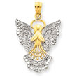 14K Gold & Rhodium Filigree Angel Pendant
