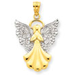 14K Gold  & Rhodium Filigree Angel Pendant