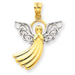 14K Gold & Rhodium Filigree Angel Pendant