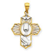 14K Gold & Rhodium Cross Pendant