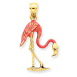 14K Enameled 3-Dimensional Pink Flamingo Pendant