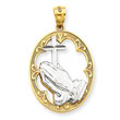 14K Gold & Rhodium Praying Hands Pendant