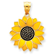 14K Gold Enameled Yellow Sunflower Pendant