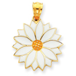 14K Gold Enameled White Daisy Flower Pendant
