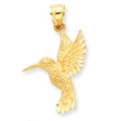 14K Gold Diamond-cut Hummingbird Pendant