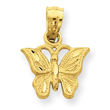 14K Gold Diamond-cut Butterfly Pendant
