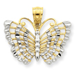 14K Gold & Rhodium Diamond-cut Butterfly Pendant