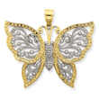 14K Gold & Rhodium Diamond-cut Butterfly Pendant