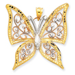 14K Two-Tone Gold & Rhodium Diamond Cut Butterfly Pendant
