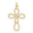 14K Gold CZ Cross Pendant