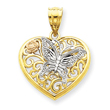 14K Two-Tone Gold & Rhodium Butterfly Heart Pendant