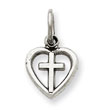 14K Gold  White Gold Cross in Heart Charm