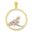 14K Two-Tone Gold & Rhodium Dragonfly Pendant