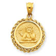 14K Gold Satin Angel in Bezel Charm