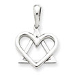 14K White Gold Star Of David Heart Pendant